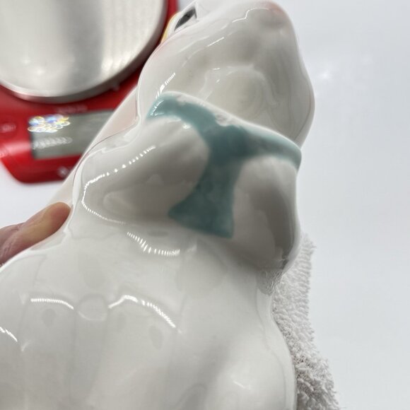 VTG White Easter Ceramic Bunny Rabbit With Roses And A Book - Picture 9 of 10